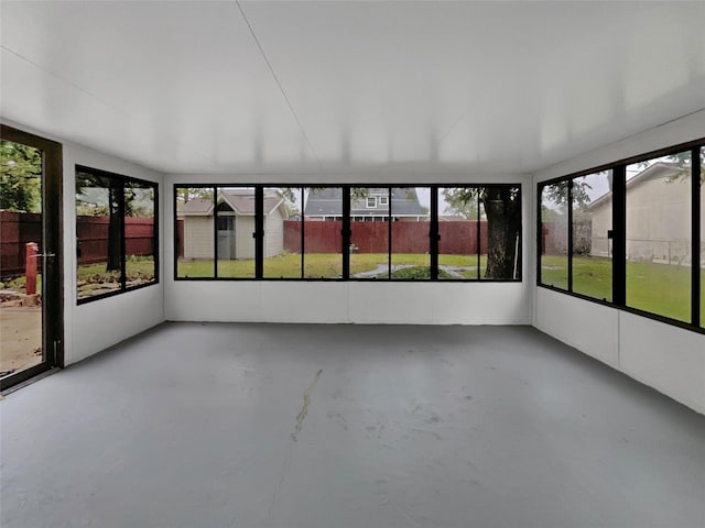 view of unfurnished sunroom