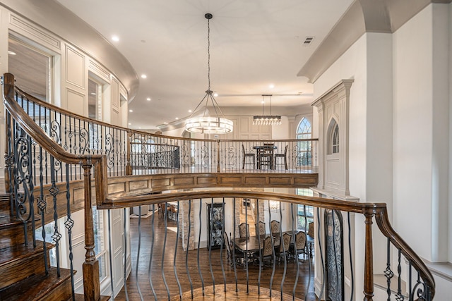 interior space with a notable chandelier