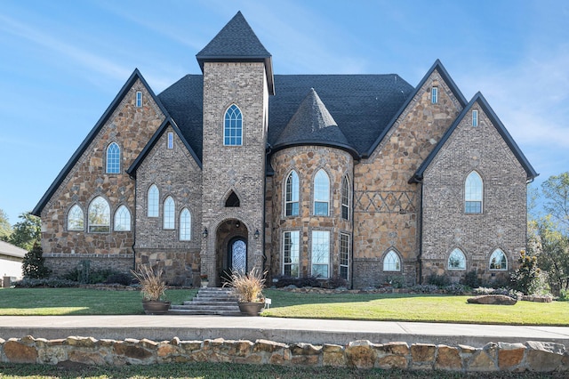 view of front of home featuring a front yard