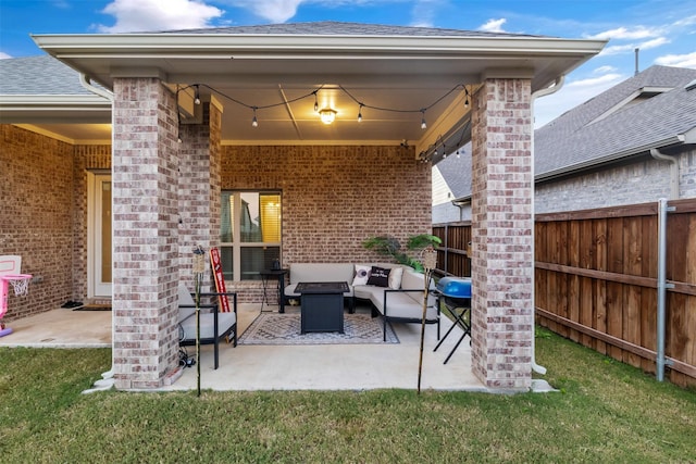 view of patio / terrace featuring an outdoor living space