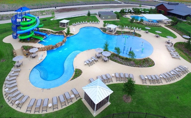 view of pool featuring a gazebo