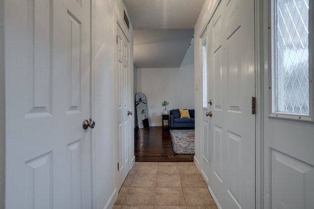 hall featuring light wood-type flooring