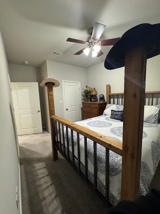 bedroom with carpet flooring and ceiling fan