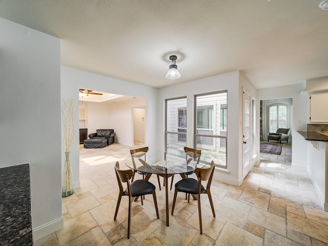 dining room featuring ceiling fan