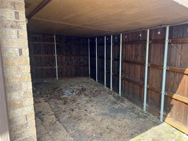 view of patio with a garage