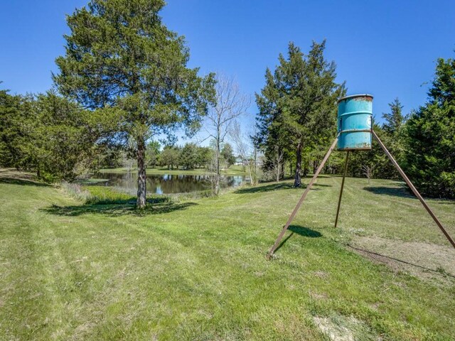 view of yard with a water view