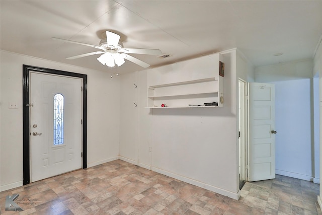 entryway with ceiling fan