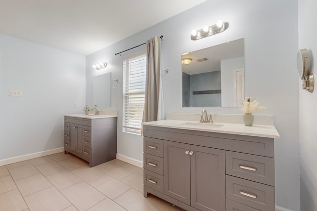 bathroom featuring tile patterned flooring and vanity