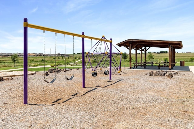 view of jungle gym featuring a gazebo