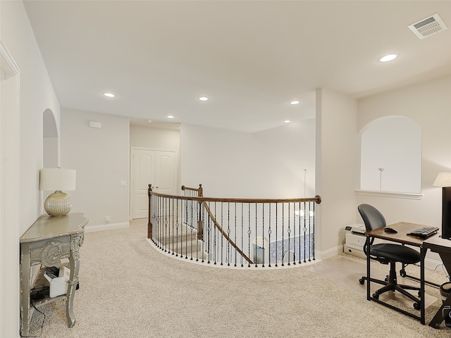 office featuring light colored carpet