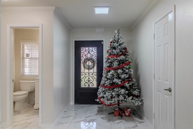 foyer with ornamental molding