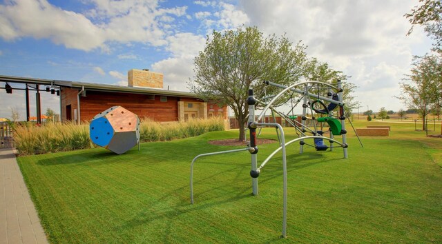 view of yard with a playground