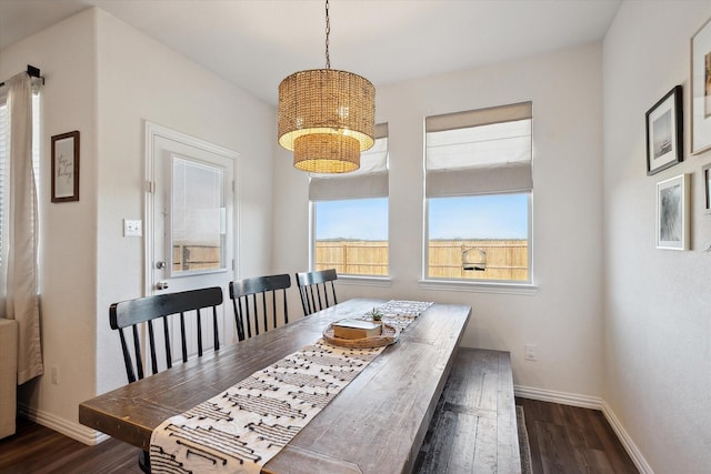 dining room with dark hardwood / wood-style floors