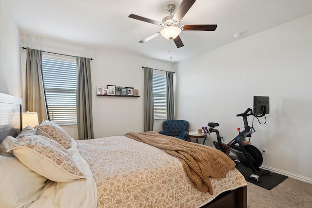 bedroom with carpet and ceiling fan