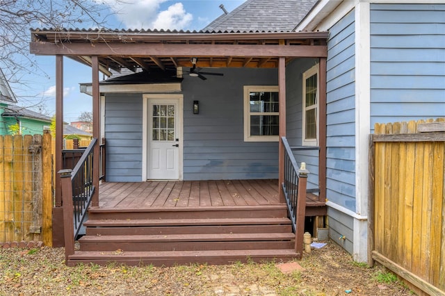 deck featuring ceiling fan