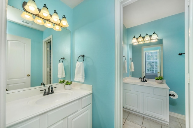 bathroom featuring vanity and tile patterned floors