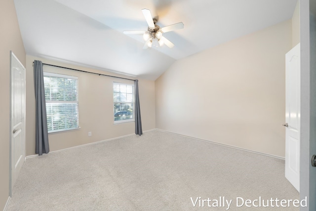 1125 Appalachian Ln, Savannah, TX 76227 - unfurnished room featuring lofted ceiling, ceiling fan, baseboards, and carpet floors