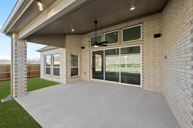 view of patio with ceiling fan