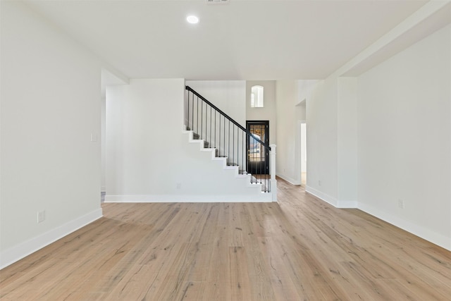 unfurnished living room featuring light hardwood / wood-style floors