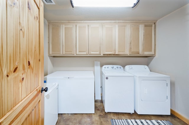 laundry area featuring cabinets and separate washer and dryer