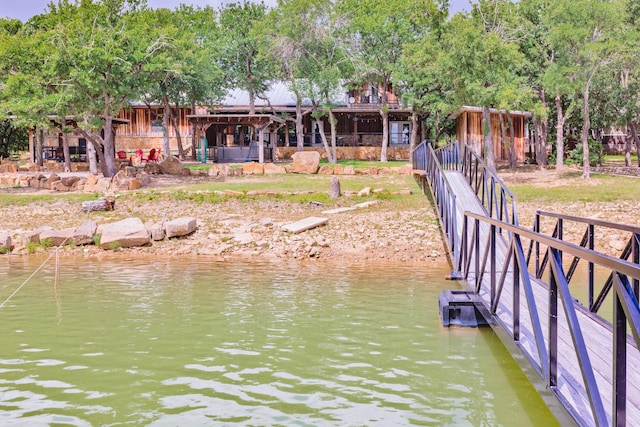 view of dock featuring a water view