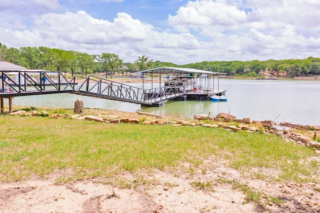 dock area featuring a water view