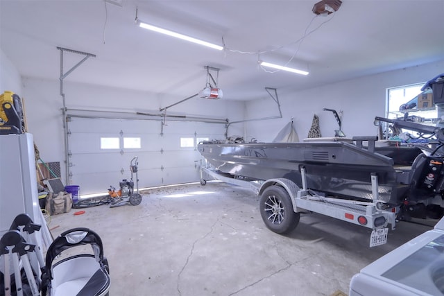 garage with a garage door opener