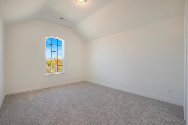 additional living space featuring lofted ceiling and carpet floors