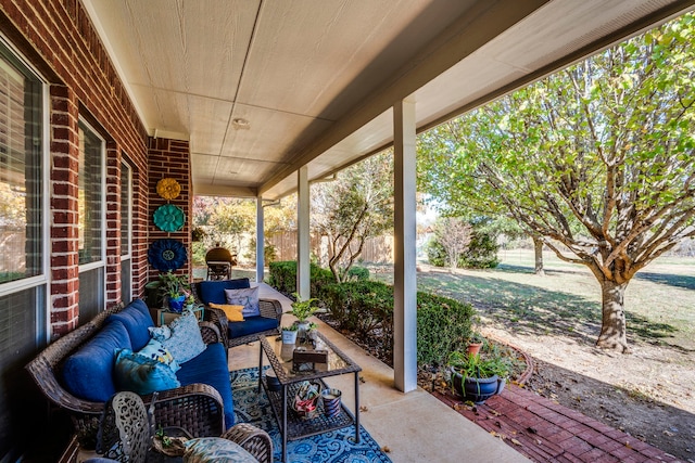 view of patio with an outdoor hangout area