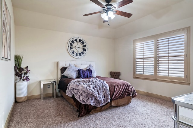 bedroom with carpet flooring and ceiling fan