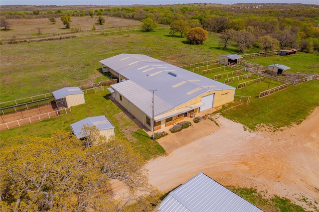 drone / aerial view with a rural view