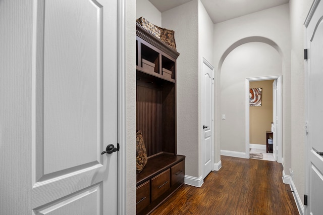 mudroom featuring dark hardwood / wood-style floors