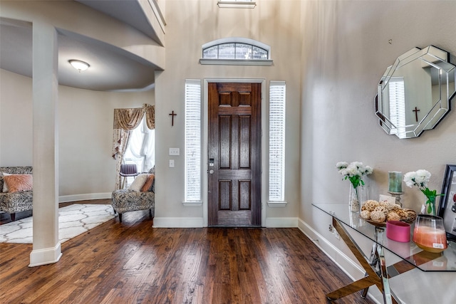 foyer featuring dark hardwood / wood-style flooring and a healthy amount of sunlight