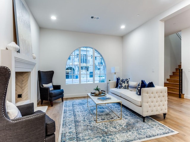 living room featuring light hardwood / wood-style floors