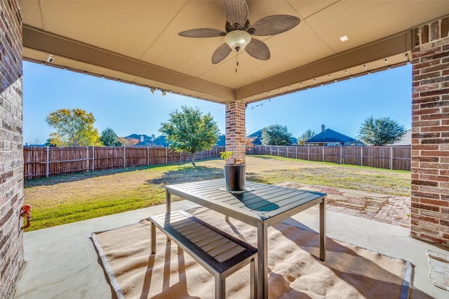 view of patio with ceiling fan