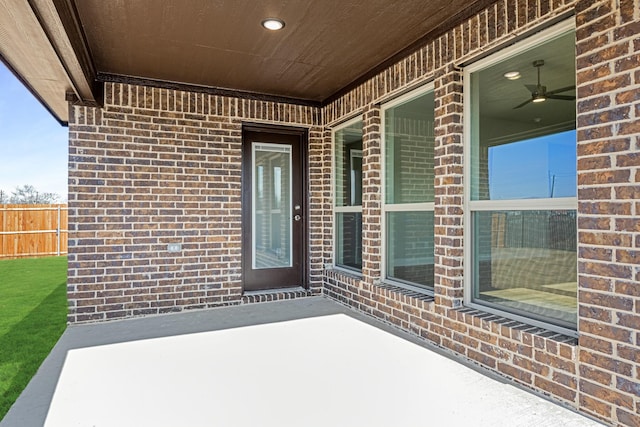 view of patio / terrace featuring ceiling fan