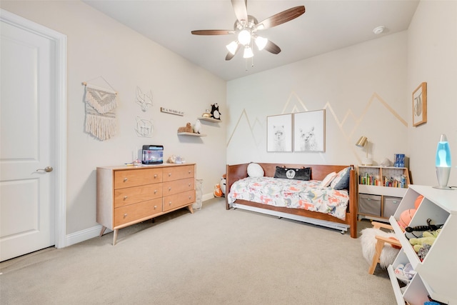 bedroom with carpet floors and ceiling fan