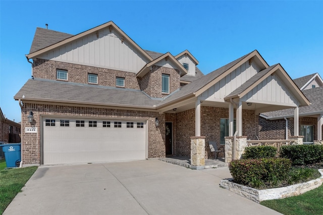 craftsman inspired home featuring a garage