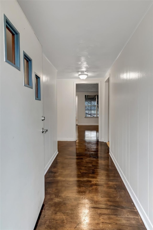 hall with dark hardwood / wood-style floors