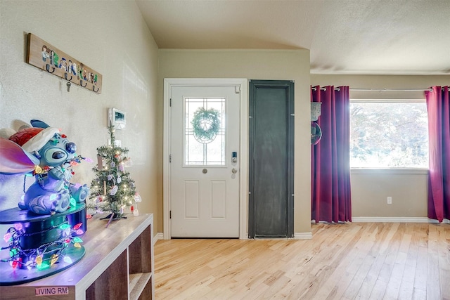 foyer with light hardwood / wood-style flooring