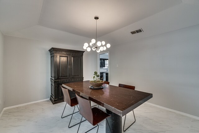 305 Santa Fe Trl, Waxahachie, TX 75165 - dining area featuring light marble finish floors and a chandelier