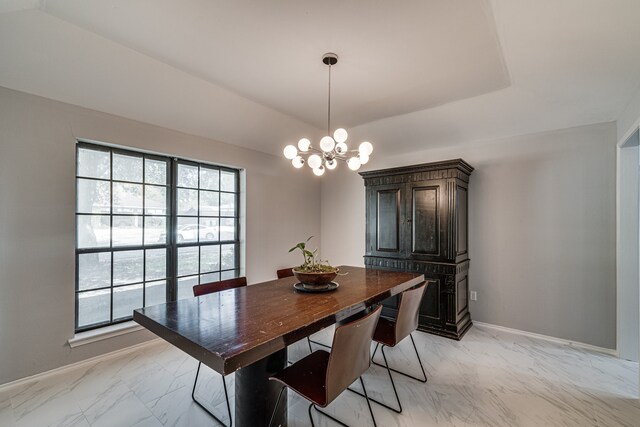 305 Santa Fe Trl, Waxahachie, TX 75165 - dining room featuring light marble finish flooring and a chandelier