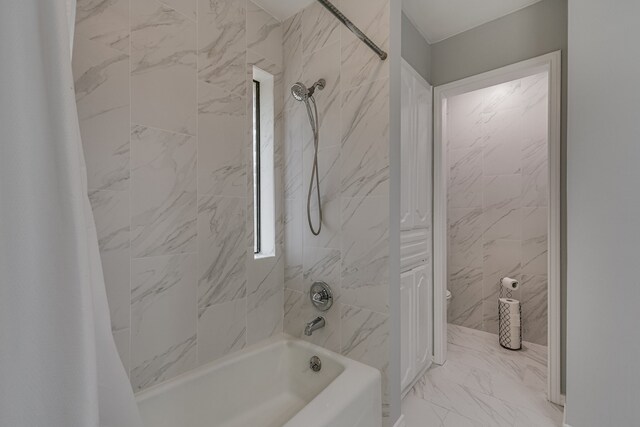 305 Santa Fe Trl, Waxahachie, TX 75165 - bathroom featuring shower / tub combo and marble finish floors