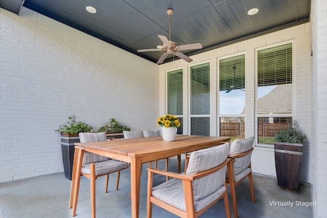 4100 Sandbrock Pkwy, Aubrey, TX 76227 - view of patio with ceiling fan and outdoor dining space