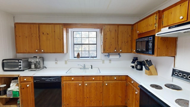 kitchen with sink and black appliances