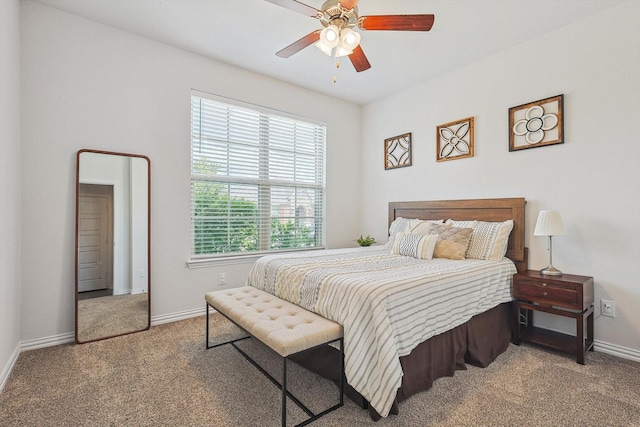 bedroom featuring carpet and ceiling fan