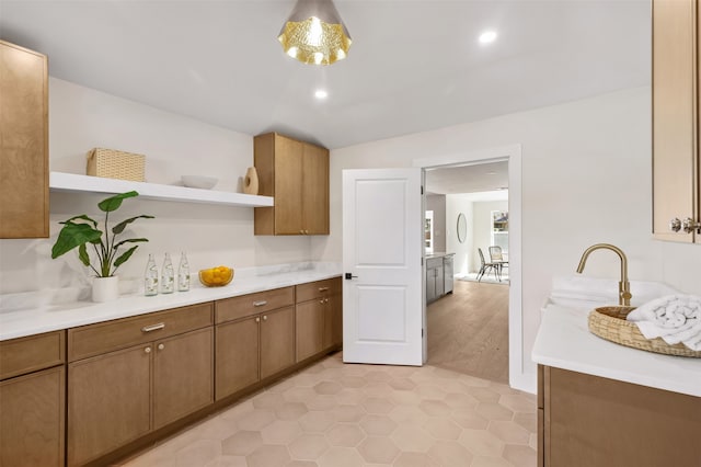 kitchen featuring light wood-type flooring