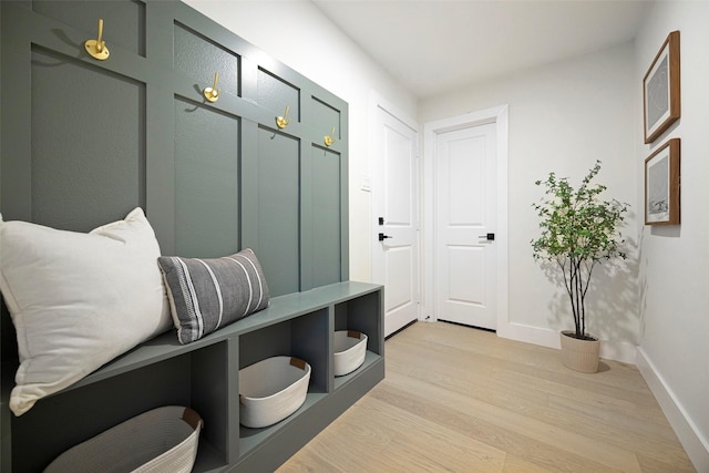 mudroom featuring light hardwood / wood-style flooring