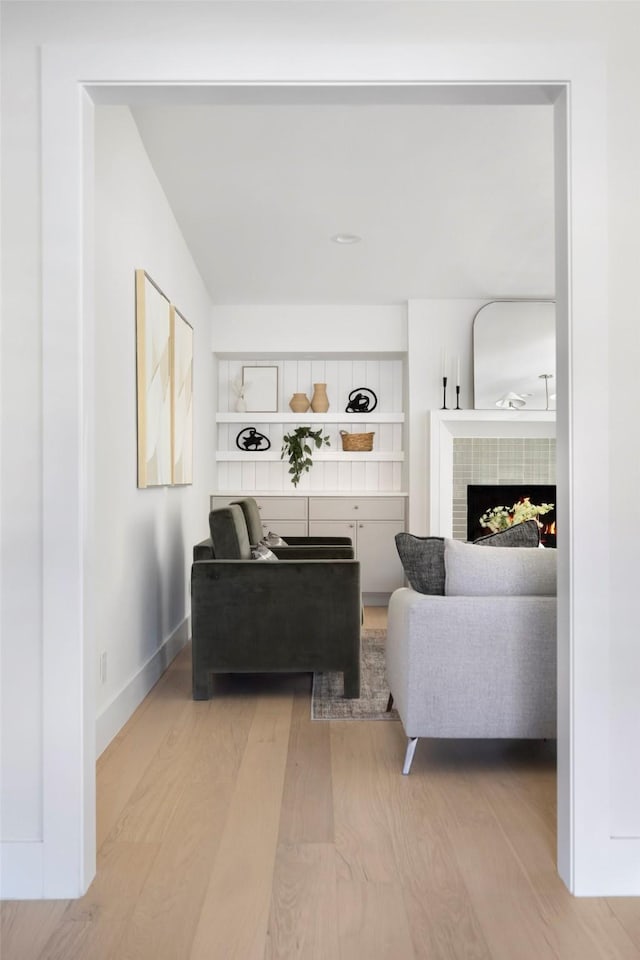 living room with light wood-type flooring