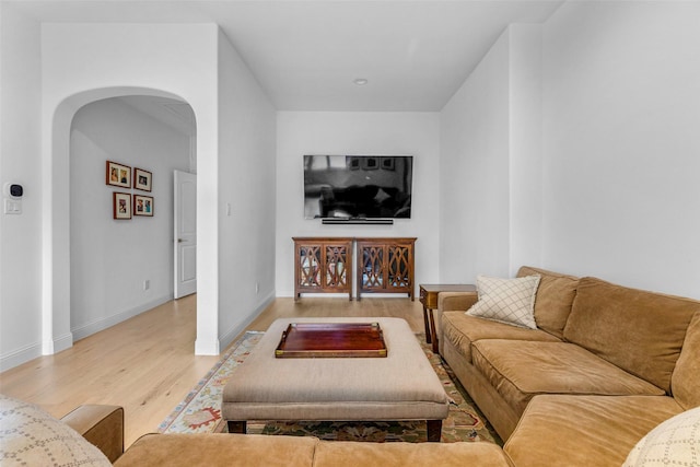 living room featuring light hardwood / wood-style flooring